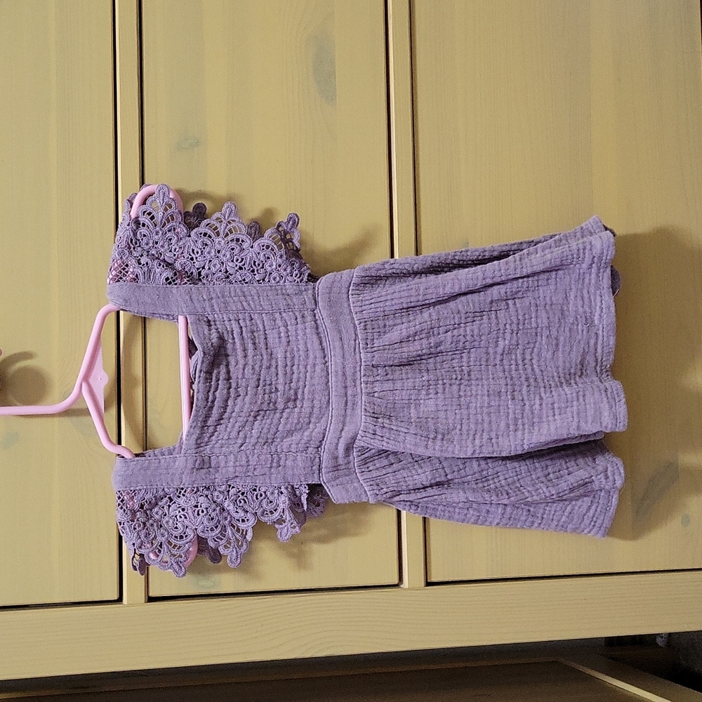 Lace sleeve purple summer dress